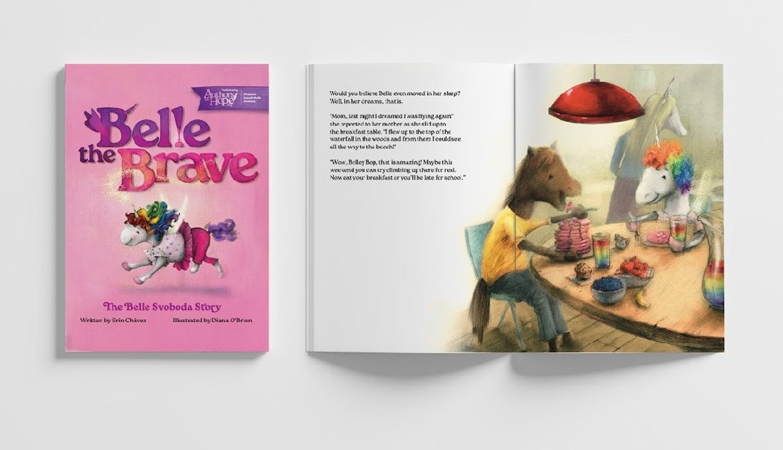 Belle The Brave book open to an illustrated page